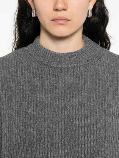Jil Sander Wool Crewneck Jumper With Dropped Shoulders In Green