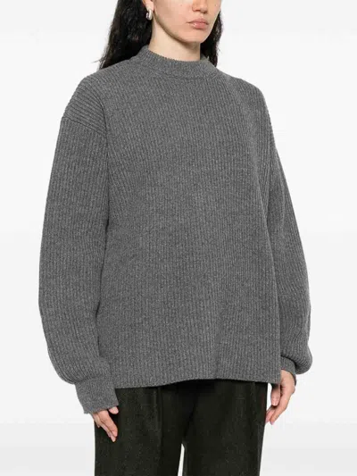 Jil Sander Wool Crewneck Jumper With Dropped Shoulders In Green