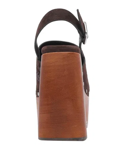 Jimmy Choo Alida 135 Embroidered Studded Suede Platform Clogs In Brown