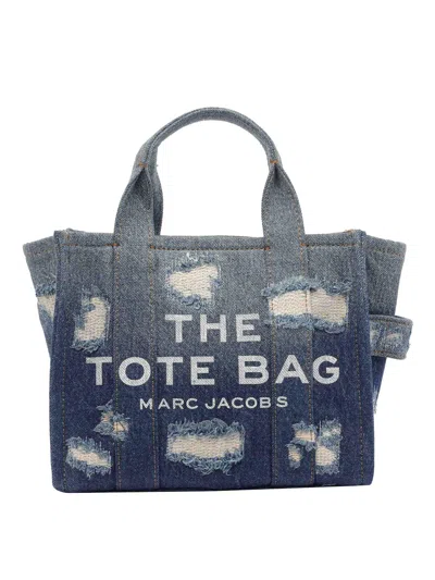 Marc Jacobs Medium Tote Bag In Denim Rip And Repair In Blue