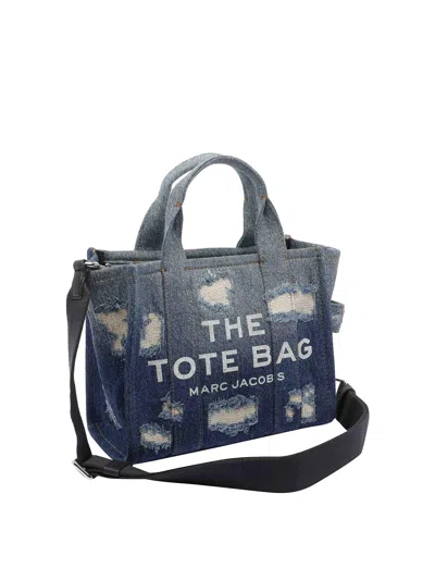 Marc Jacobs Medium Tote Bag In Denim Rip And Repair In Blue