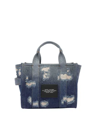 Marc Jacobs Medium Tote Bag In Denim Rip And Repair In Blue