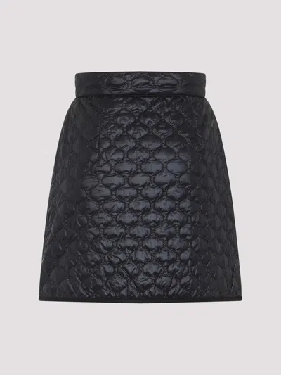 Moncler Quilted Black Skirt With Glossy Finish And Wrap Style