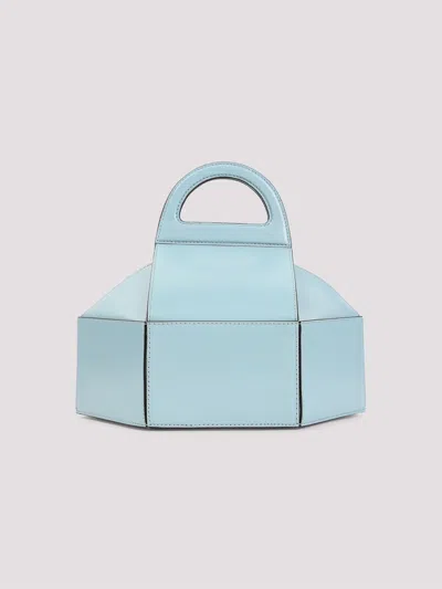 Moschino Cake Box Top Handle Leather Handbag In Blue