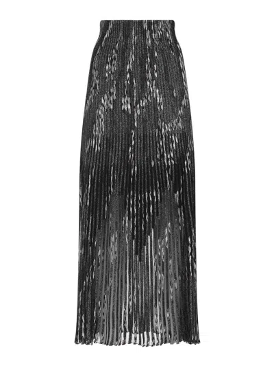 Missoni Gonna Midi Plissettata A Righe Multicolor In Gray