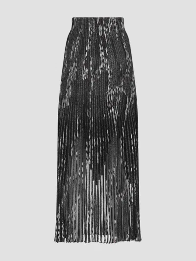 Missoni Gonna Midi Plissettata A Righe Multicolor In Gray