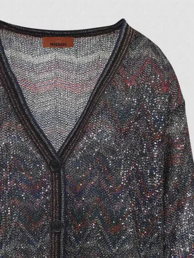 Missoni Oversized Cardigan With Multicolor Sequins In Black