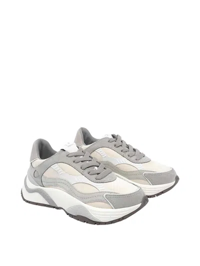 Philippe Model Odeon Low Sneakers In Beige Suede And Leather In Gray