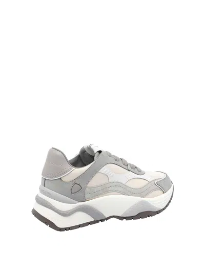 Philippe Model Odeon Low Sneakers In Beige Suede And Leather In Gray