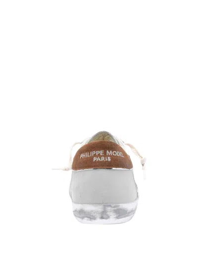 Philippe Model Low Top Sneakers With Suede Heel Tab In White