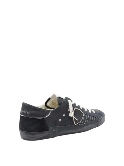 Philippe Model Low Top Sneakers Contrast Stitching In Black