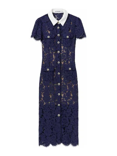Self-portrait Lace Midi Dress In Blue