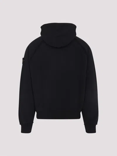 Stone Island Relaxed Fit Black Hoodie With Distinctive Patch Logo In Black