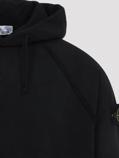 Stone Island Relaxed Fit Black Hoodie With Distinctive Patch Logo In Black