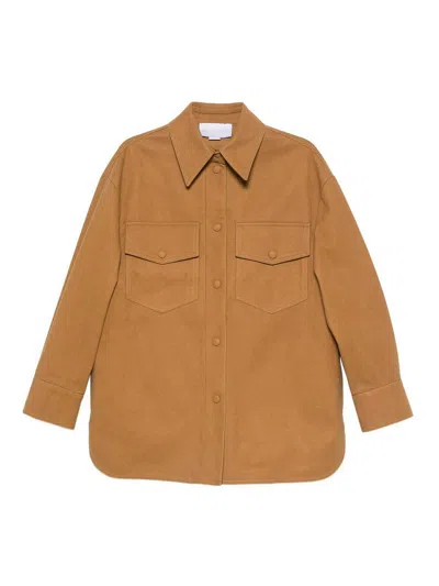 Stella Mccartney Faux Suede Leather Overshirt In Brown