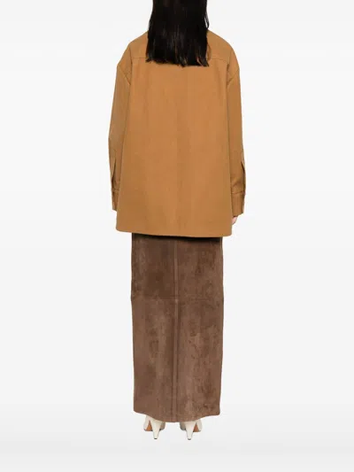 Stella Mccartney Faux Suede Leather Overshirt In Brown