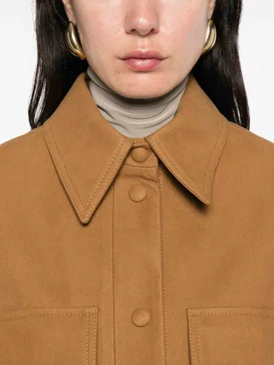 Stella Mccartney Faux Suede Leather Overshirt In Brown