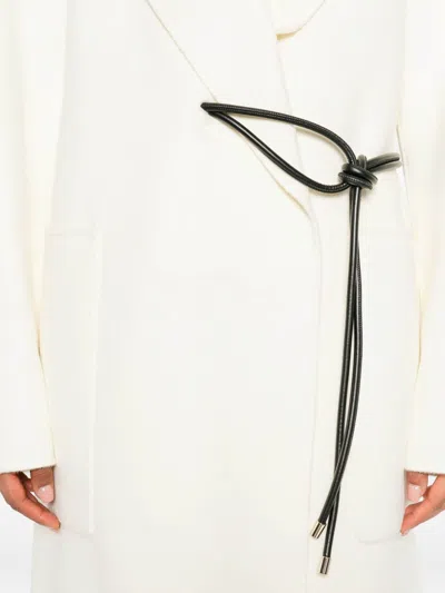 Sportmax Asymmetrical Wrap-style Long Coat In Soft Double Wool In White
