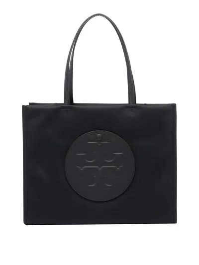 Tory Burch Spacious Black Tote With Embossed Logo And Sturdy Handles In Black