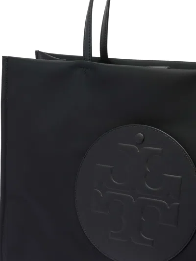Tory Burch Spacious Black Tote With Embossed Logo And Sturdy Handles In Black