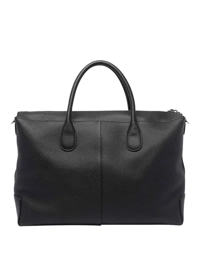 Tod's Double Handle Leather Shoulder Bag In Black