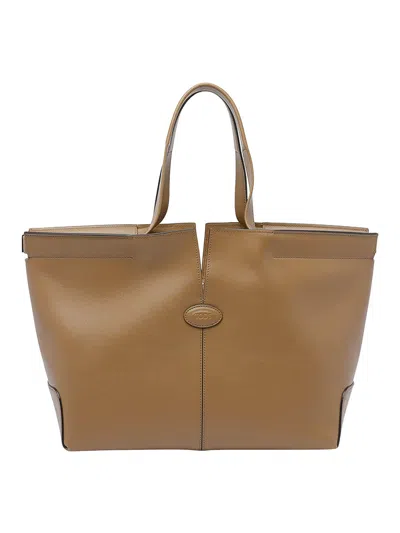 Tod's Hand Stitched Tote Bag In Brown