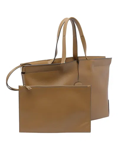 Tod's Hand Stitched Tote Bag In Brown