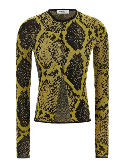 Attico Python Jacquard Cardigan Sweaters And Cardigans Yellow In Yellow