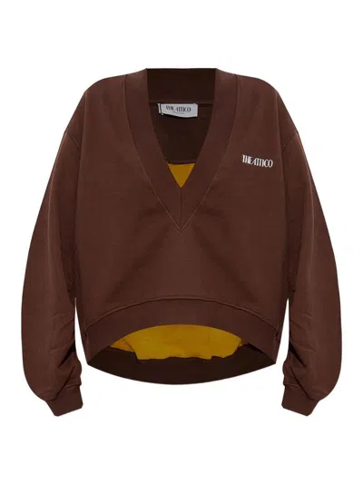 Attico Brown Cotton Sweatshirt With Logo