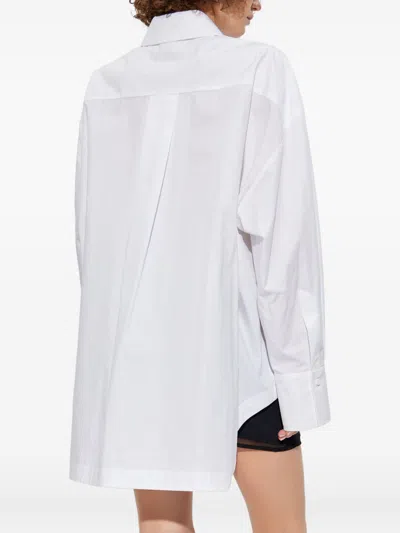 Attico Oversized Cotton Shirt Long Sleeves Collar In White