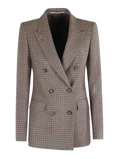 Tagliatore Houndstooth Pattern Jacket In Brown