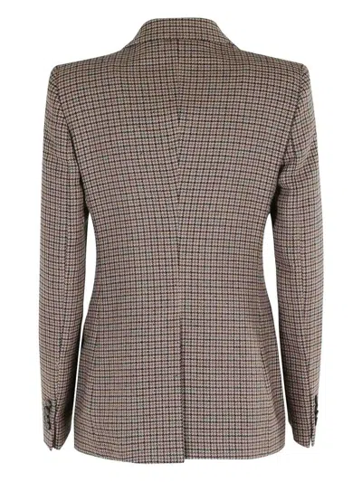Tagliatore Houndstooth Pattern Jacket In Brown
