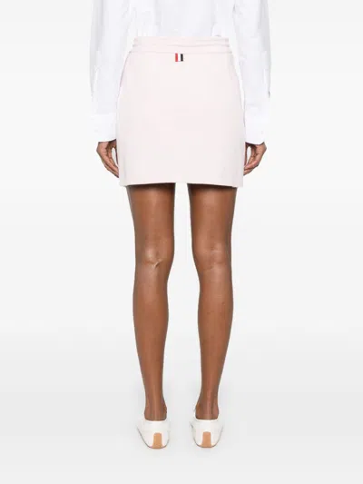 Thom Browne Cotton Mini Skirt Side Stripes In Pink