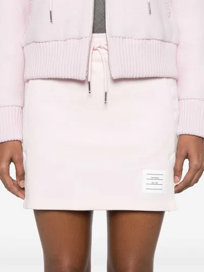 Thom Browne Cotton Mini Skirt Side Stripes In Pink