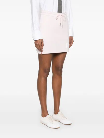 Thom Browne Cotton Mini Skirt Side Stripes In Pink