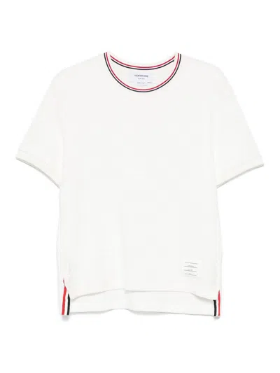Thom Browne White T-shirt With Tricolour Detail