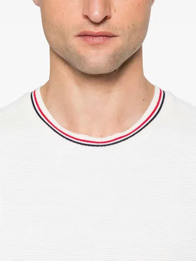 Thom Browne White T-shirt With Tricolour Detail