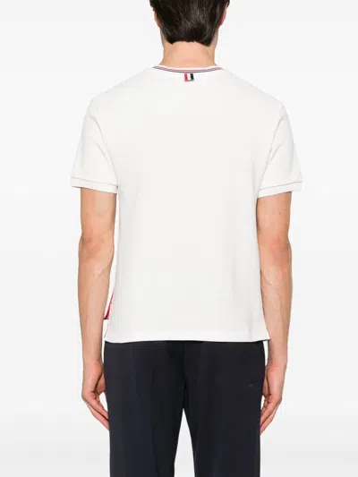 Thom Browne White T-shirt With Tricolour Detail
