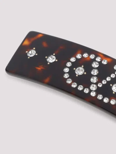 Valentino Garavani Oversized Hair Clip Crystal Embellishments In Black