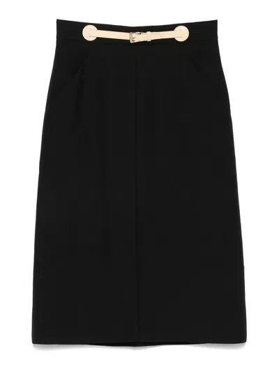 Valentino Black Wool Blend Skirt In Black