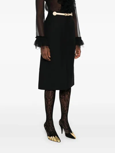 Valentino Black Wool Blend Skirt In Black