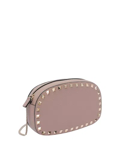 Valentino Chain Strap Studded Pebbled Texture Cross-body Bag In Nude