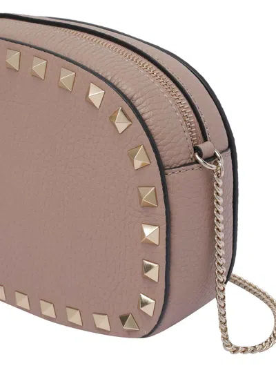 Valentino Chain Strap Studded Pebbled Texture Cross-body Bag In Nude