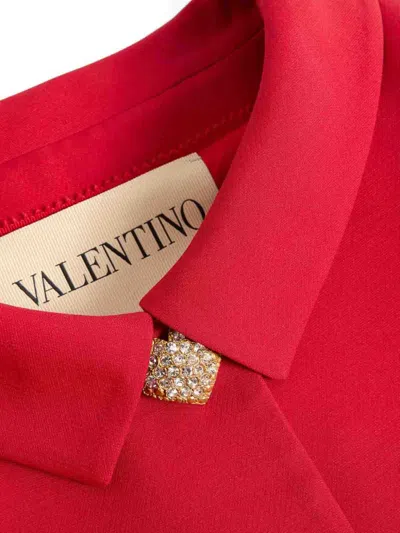 Valentino Couture Crepe Jacket Jeweled Buttons In Red