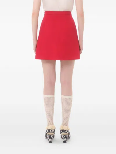 Valentino High Waist Skirt Heart-shaped Buttons In Red