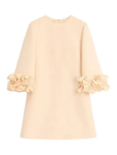 Valentino Garavani Wool And Silk Short Dress In Neutral