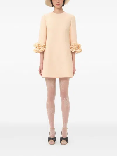 Valentino Garavani Wool And Silk Short Dress In Neutral
