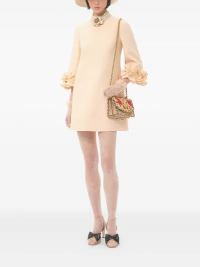 Valentino Garavani Wool And Silk Short Dress In Neutral