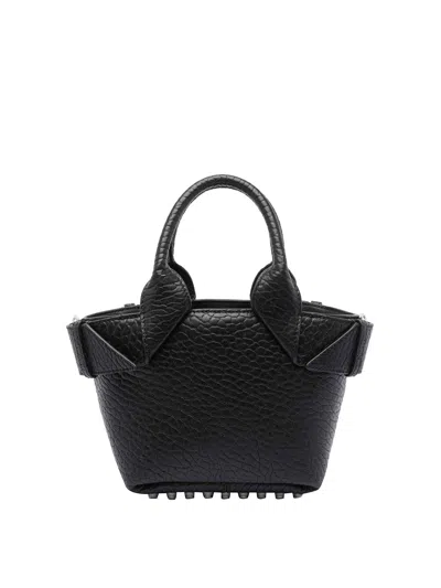 Alexander Wang Structured Leather Tote Bag With Buckle Detail In Black