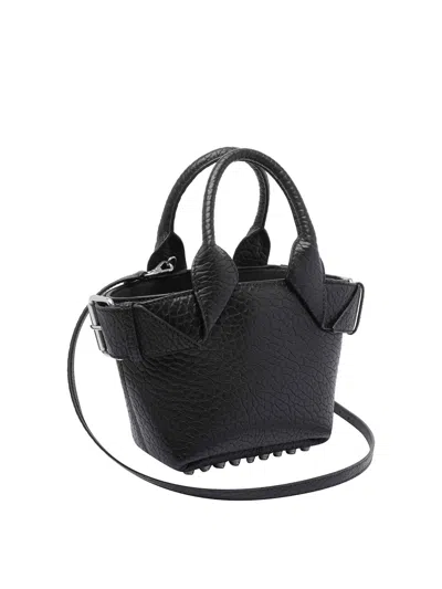 Alexander Wang Structured Leather Tote Bag With Buckle Detail In Black